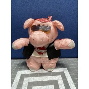 Hallmark Squeezy Rider BORN TO LUV PIG Nylon Stuffed Animal Plush 12"